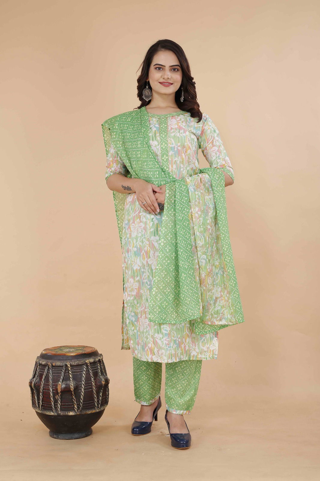 Shamal Printed Cotton Kurti With Bottom Dupatta Wholesale Market In Surat